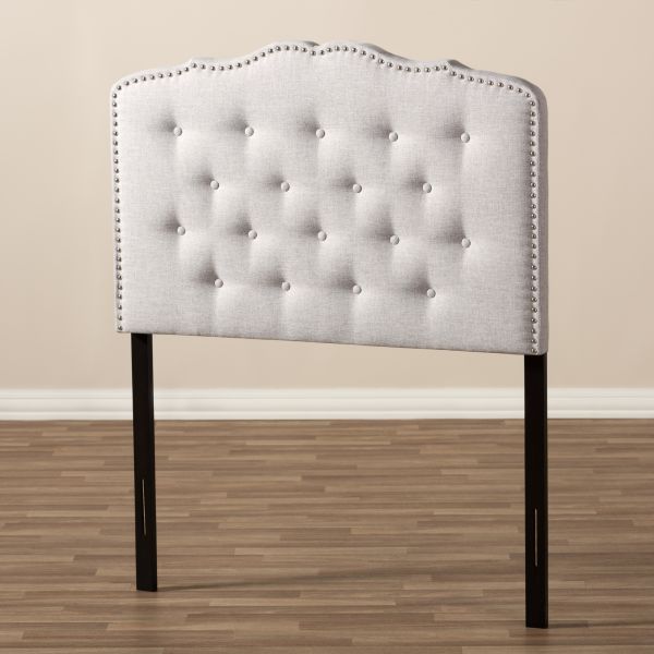 Lucy Modern and Contemporary Greyish Beige Fabric Twin Size Headboard