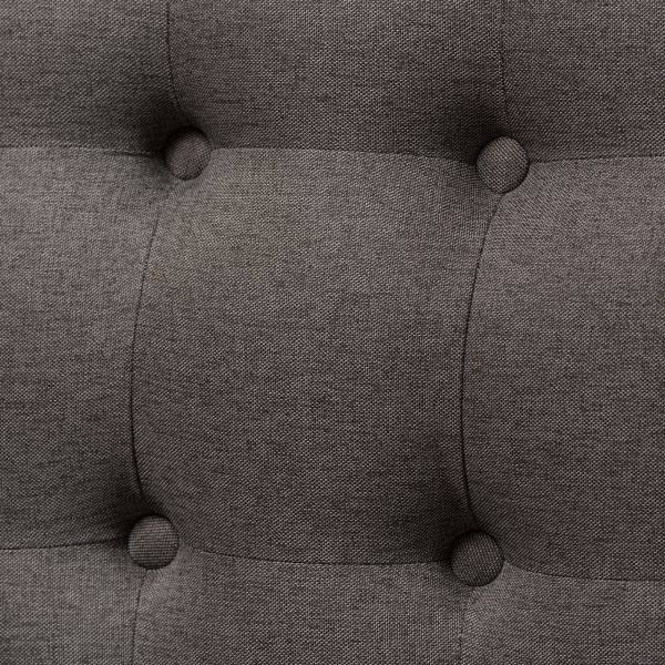 Melody Mid-Century Modern Grey Fabric and Natural Wood Finishing 3-Seater Settee Bench