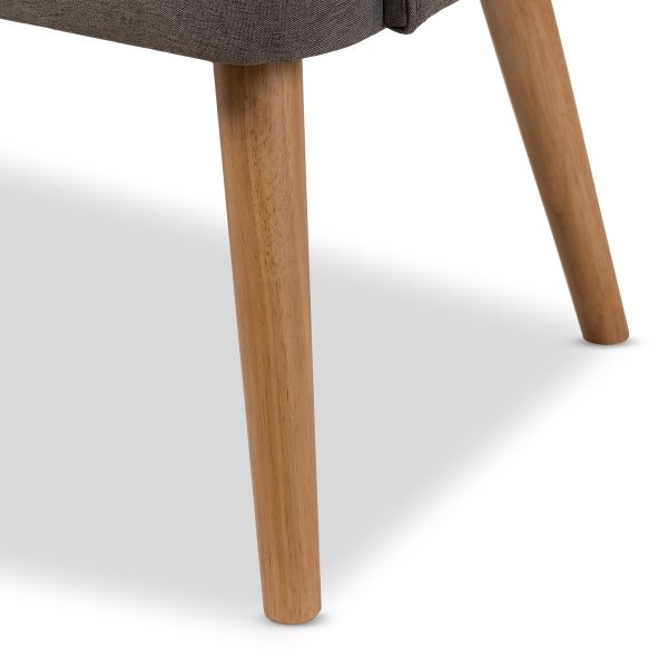 Melody Mid-Century Modern Grey Fabric and Natural Wood Finishing 3-Seater Settee Bench